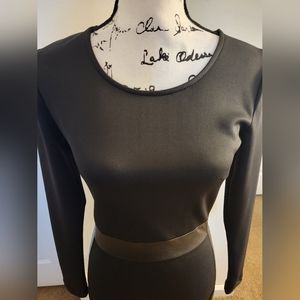 Kardashian Kollection ~ Figure Flattering Faux Leather Waist/Side Illusion Dress